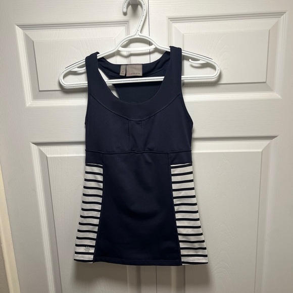 Athleta Blue and White Fitted Tank Top - Picture 1 of 7